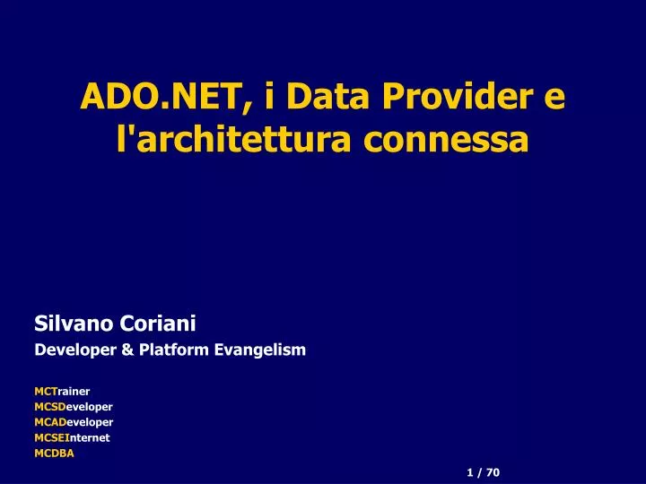 ado net i data provider e l architettura connessa