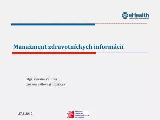 mana ment zdravotn ckych inform ci