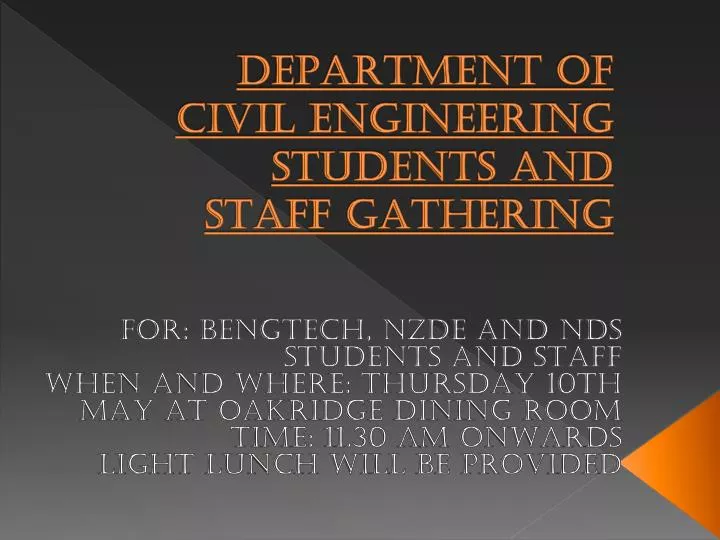department of civil engineering students and staff gathering