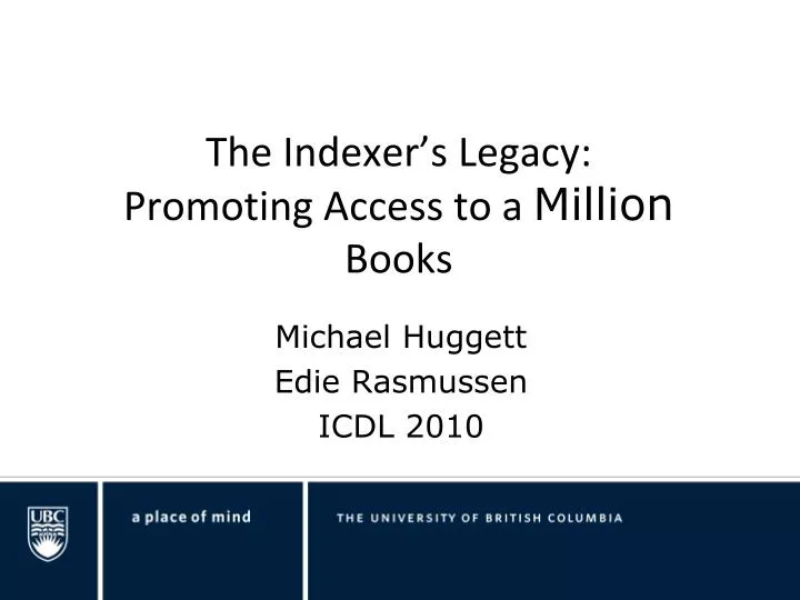 the indexer s legacy promoting access to a million books