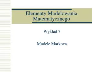 elementy modelowania matematycznego