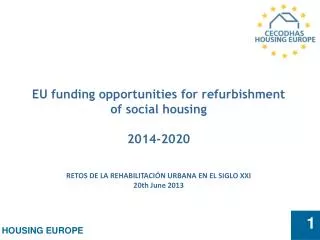 EU funding opportunities for refurbishment of social housing 2014-2020