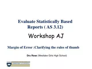 Evaluate Statistically Based Reports ( AS 3.12)