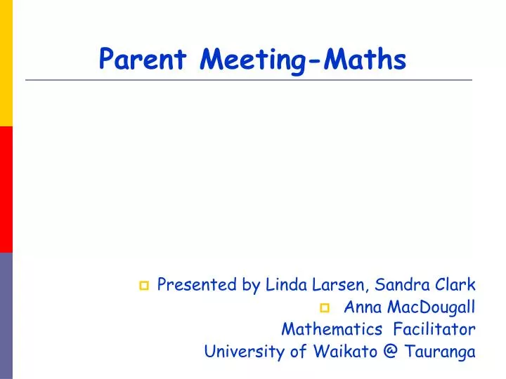 parent meeting maths