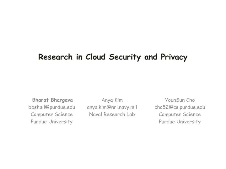research in cloud security and privacy