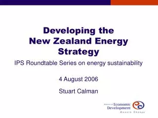 Developing the New Zealand Energy Strategy