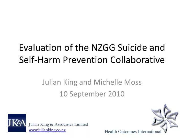 evaluation of the nzgg suicide and self harm prevention collaborative