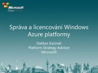 spr va a licencov n windows azure platformy