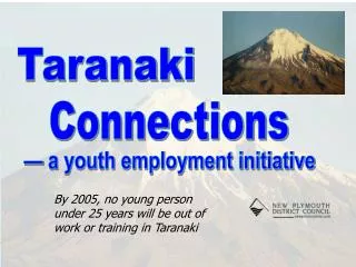 By 2005, no young person under 25 years will be out of work or training in Taranaki