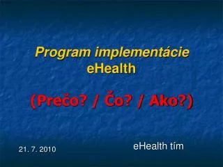 program implement cie ehealth pre o o ako
