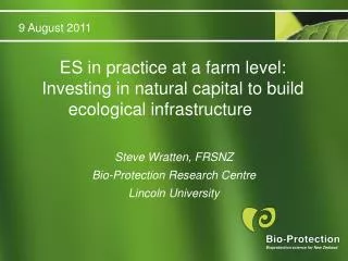 ES in practice at a farm level: Investing in natural capital to build ecological infrastructure