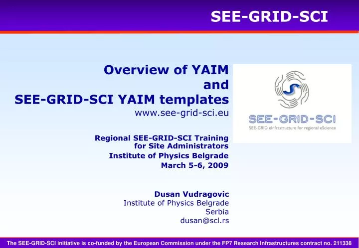 overview of yaim and see grid sci yaim templates