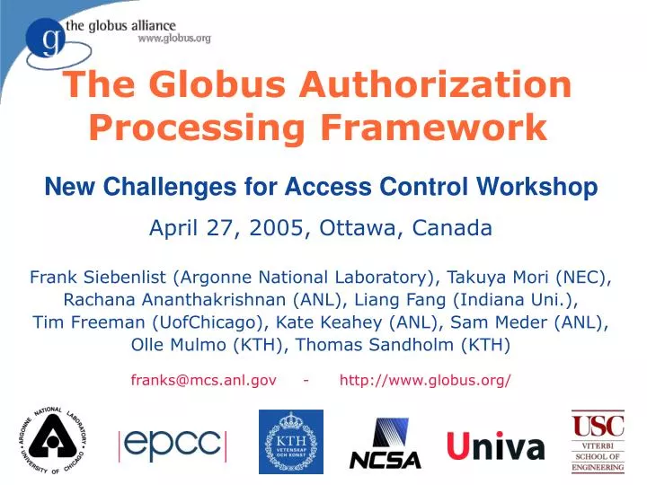 the globus authorization processing framework