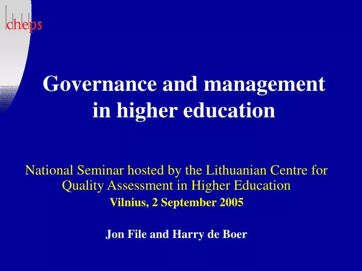 governance and management in higher education