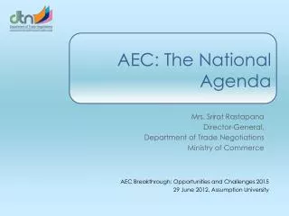 AEC: The National Agenda