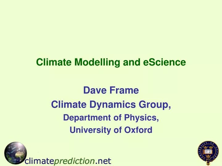 climate modelling and escience