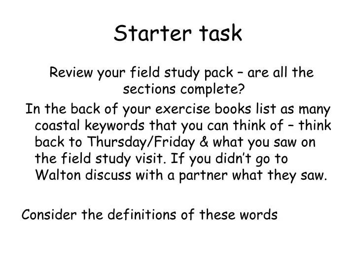 starter task