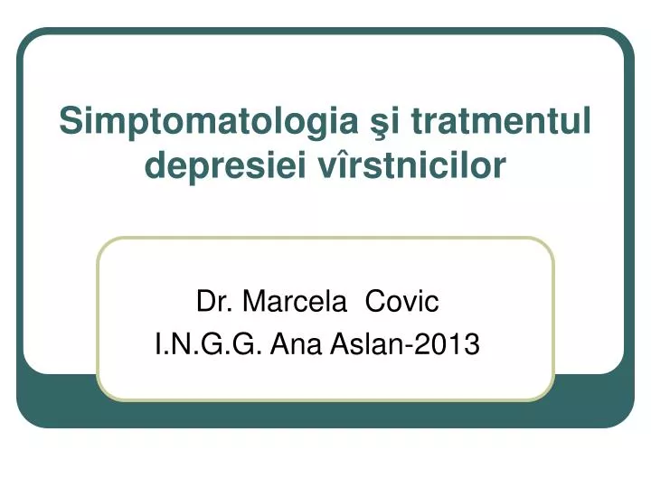 simptomatologia i tratmentul depresiei v rstnicilor