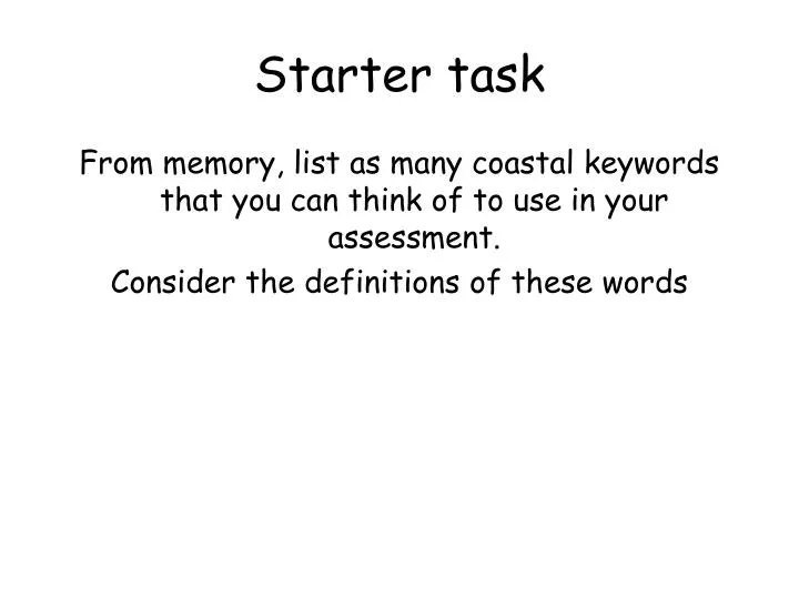 starter task