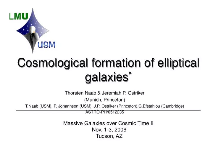 cosmological formation of elliptical galaxies