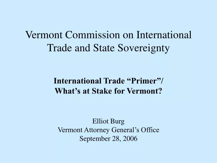 vermont commission on international trade and state sovereignty