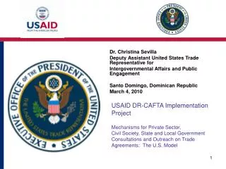 Dr. Christina Sevilla Deputy Assistant United States Trade Representative for