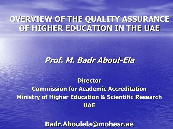overview of the quality assurance of higher education in the uae