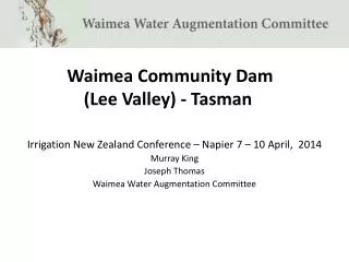 Waimea Community Dam (Lee Valley) - Tasman