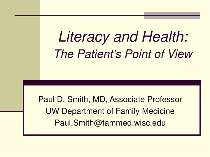literacy and health the patient s point of view