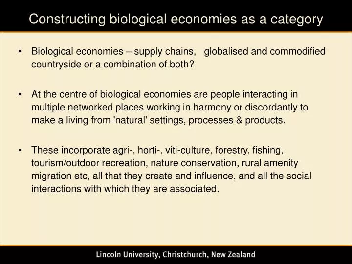 constructing biological economies as a category
