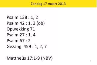 zondag 17 maart 2013