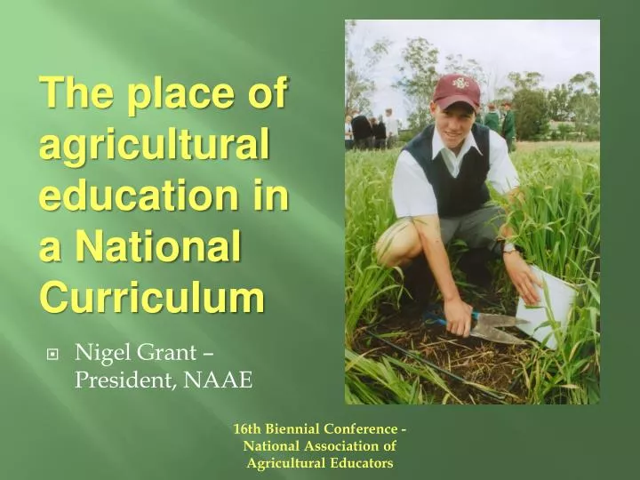 the place of agricultural education in a national curriculum