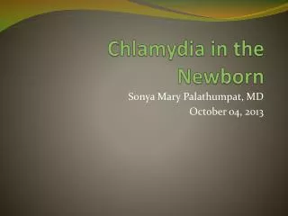 Chlamydia in the Newborn