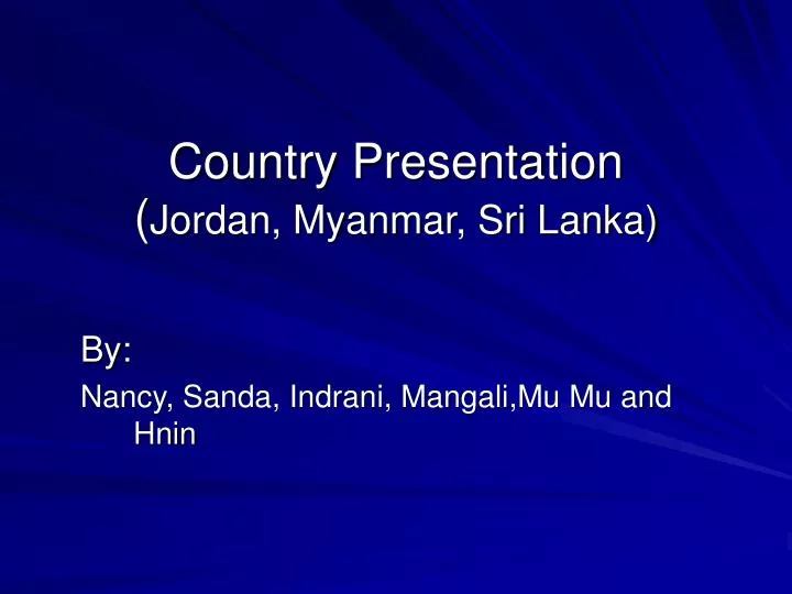 country presentation jordan myanmar sri lanka