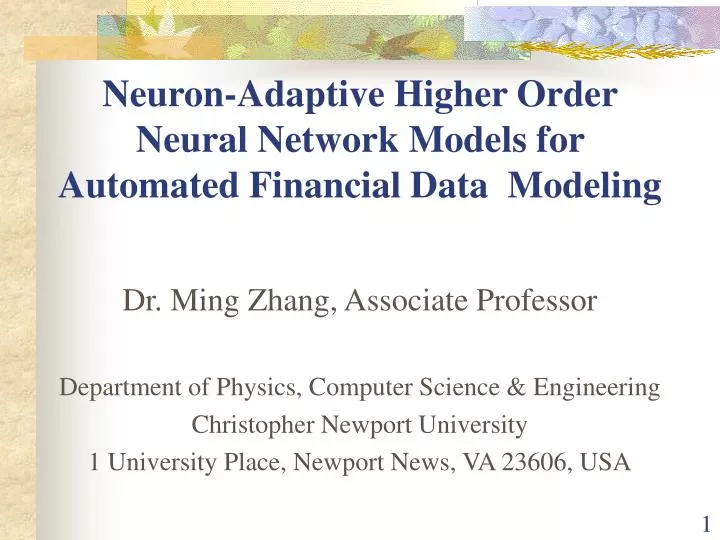 neuron adaptive higher order neural network models for automated financial data modeling