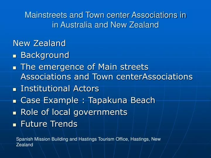 mainstreets and town center associations in in australia and new zealand