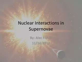 Nuclear Interactions in Supernovae