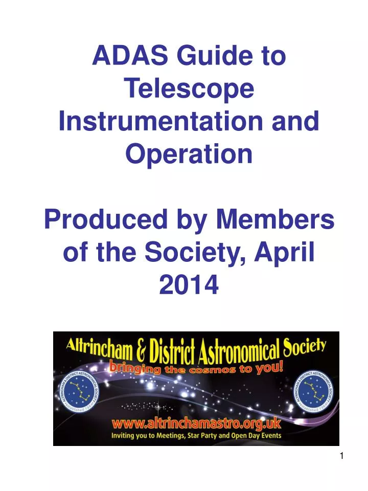 adas guide to telescope instrumentation and operation produced by members of the society april 2014