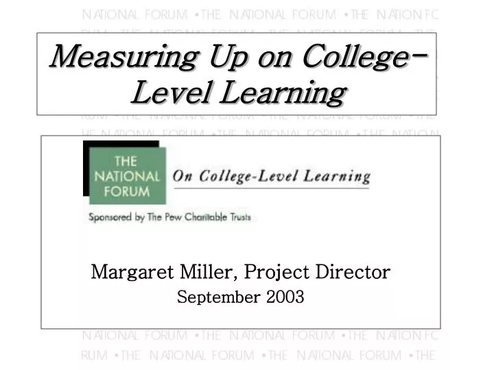 measuring up on college level learning