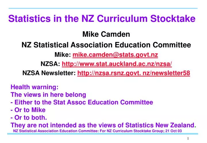 statistics in the nz curriculum stocktake
