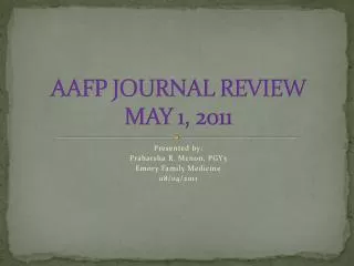 AAFP JOURNAL REVIEW MAY 1, 2011
