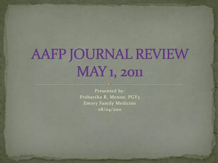 aafp journal review may 1 2011