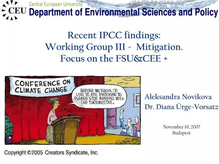 recent ipcc findings working group iii mitigation focus on the fsu cee