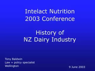 History of NZ Dairy Industry