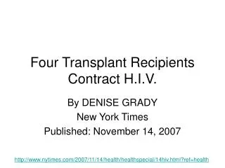 Four Transplant Recipients Contract H.I.V.