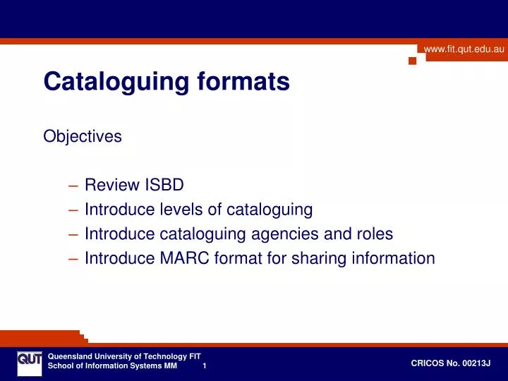 cataloguing formats