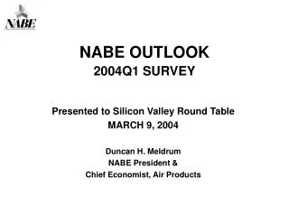 NABE OUTLOOK 2004Q1 SURVEY