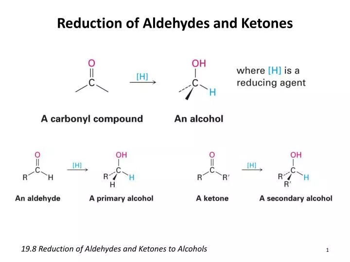 reduction of aldehydes and ketones