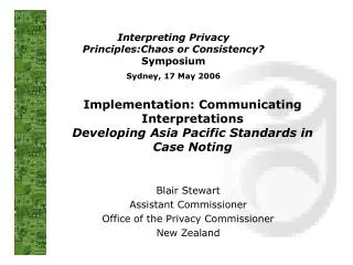 Implementation: Communicating Interpretations Developing Asia Pacific Standards in Case Noting