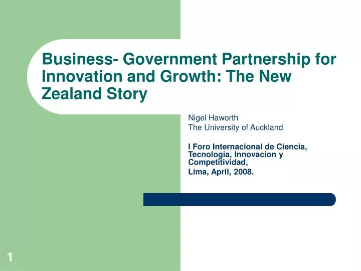 business government partnership for innovation and growth the new zealand story